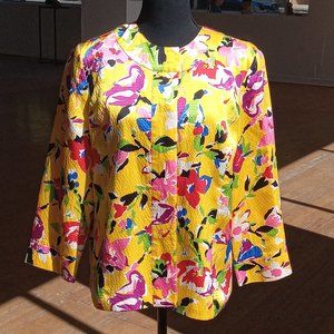 Bright colorful floral design silk jacket